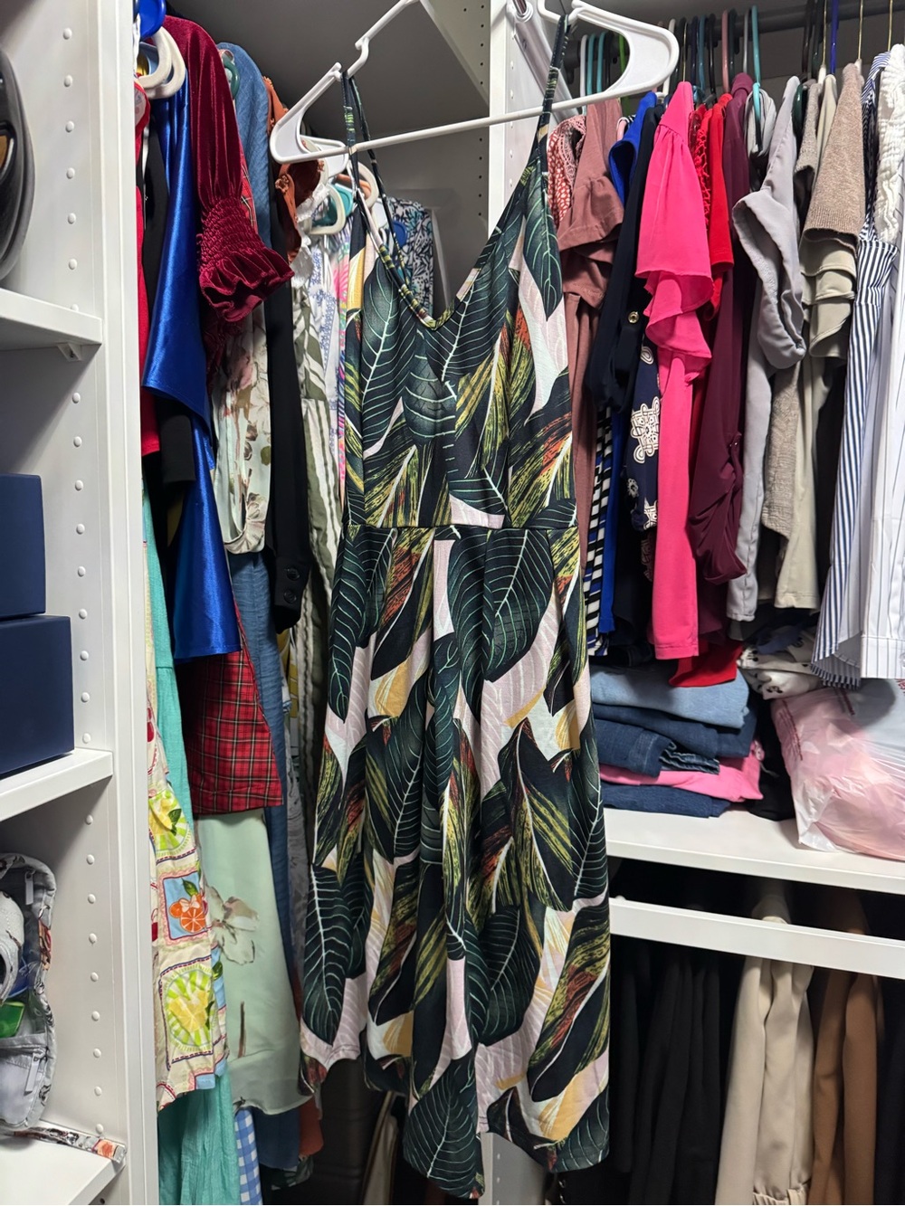 Tropical Leaf Print Maxi Dress - Green & Cream